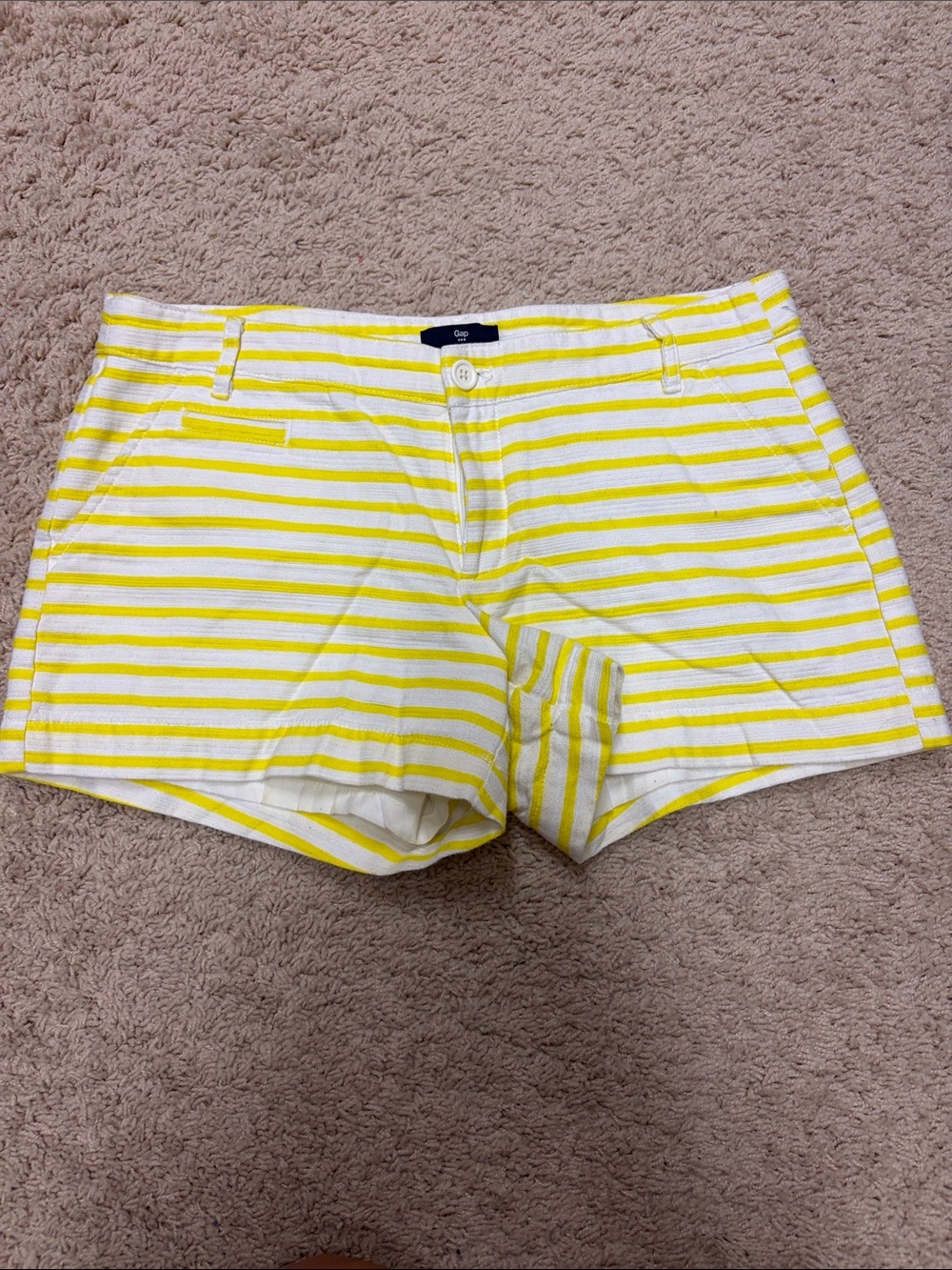 GAP Yellow and White Striped Women’s Shorts